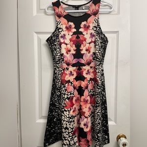 Pink floral leopard print dress